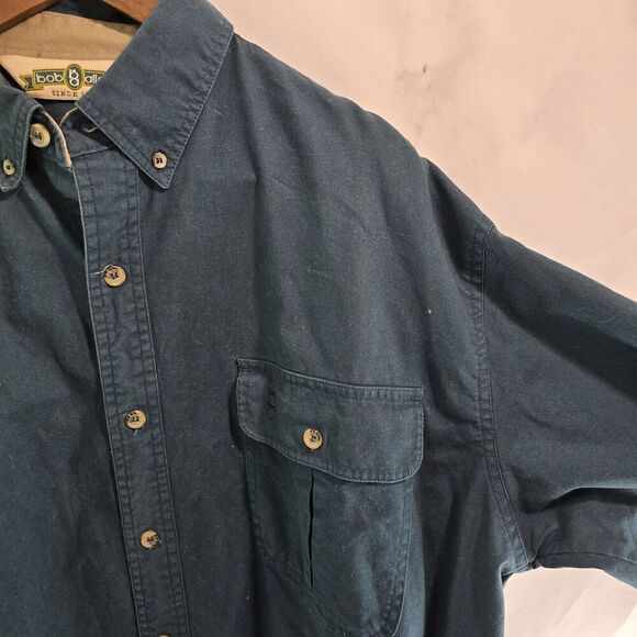Vintage Hunting Shirt Mens XL Blue Button Down Shoulder Patch Brushpopper - Picture 13 of 14